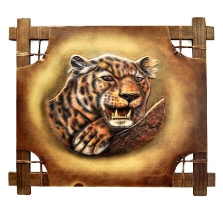 картина из кожи "Леопард"