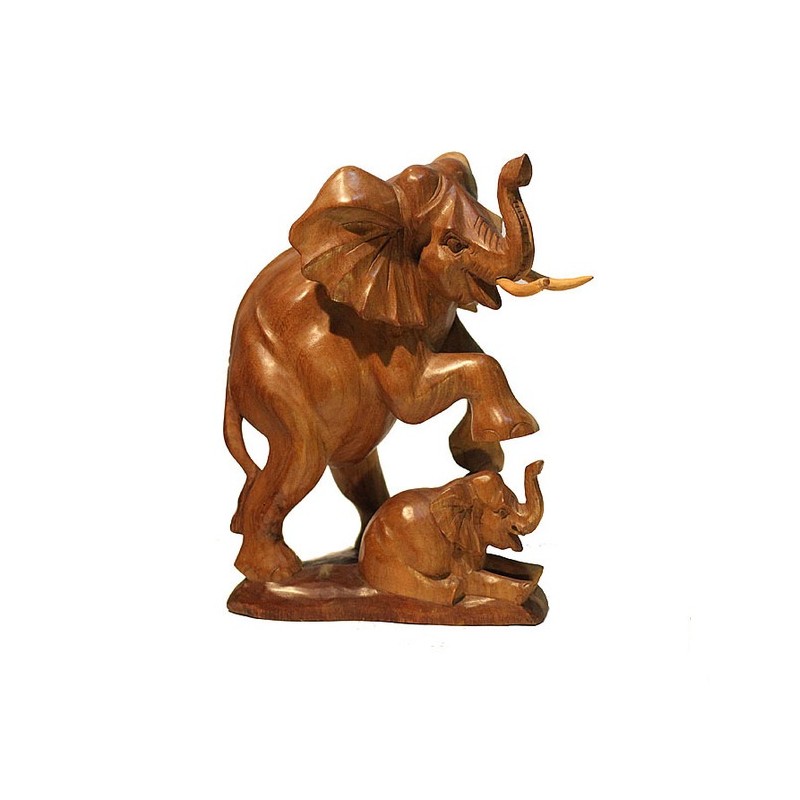 Статуэтка из дерева "Слониха со слоненком"