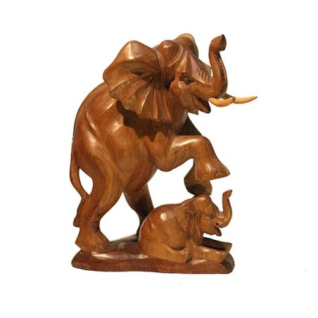 Статуэтка из дерева "Слониха со слоненком"